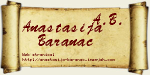 Anastasija Baranac vizit kartica